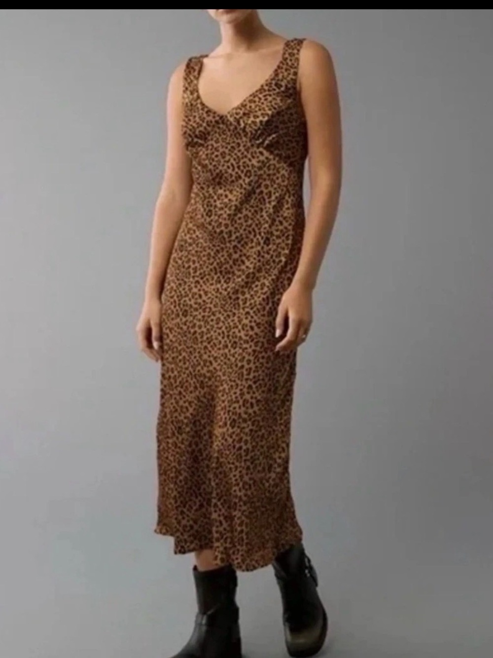 American Eagle Outfitters Leopard Print Midi Dress - Brown - Picture 4 of 4